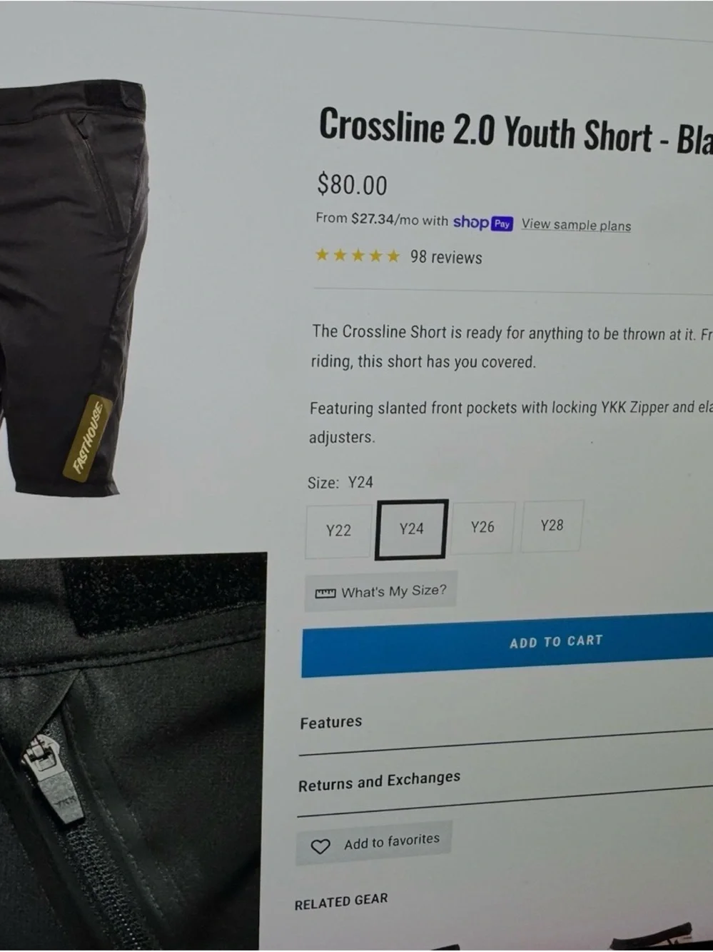 Fasthouse Kids' Black Mountain Bike Shorts